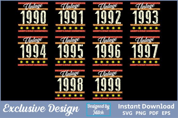 Download Vintage 1990s Limited Edition SVG Pack - 90s Collection