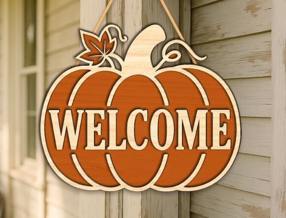 Download Welcome Pumpkin Fall Door Sign - Premium Resources