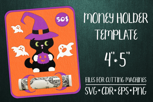 Download Black Cat Halloween Card Money Holder - Premium Resources