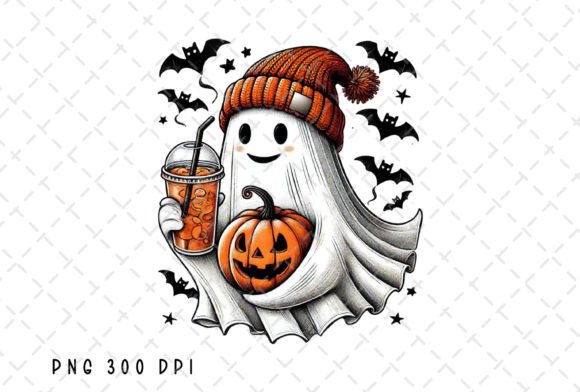 Download Cute Ghost Coffee Pumpkin Halloween PNG - Pumpkin Collection