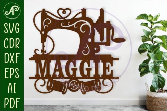 Download Sewing Machine Name Wall Art Sign, SVG - Sewing Collection