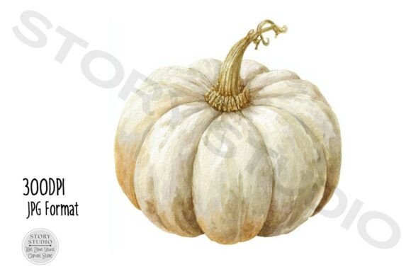 Download White Pumpkin Watercolor Clip Art Set - Pumpkin Collection